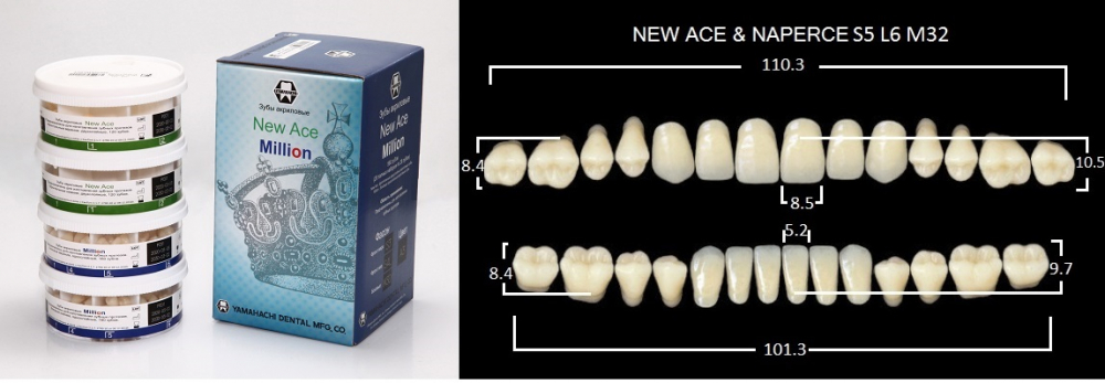 Зубы акриловые NEW ACE/NEW MILLION /20 гарнитуров/, C3/S5, YAMAHACHI