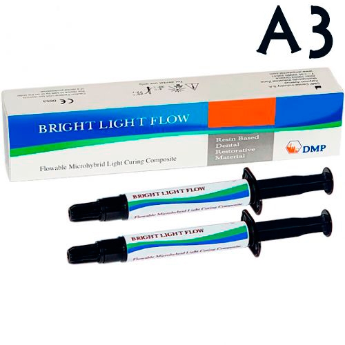 БРАЙТ ЛАЙТ ФЛОУ A3.5 / Bright Light Flow A3.5, текучий микрогибридный композитный материал, /2 шприца по 2 гр./, DMP, Греция