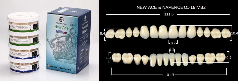 Зубы акриловые NEW ACE/NEW MILLION /20 гарнитуров/, B1/O5, YAMAHACHI