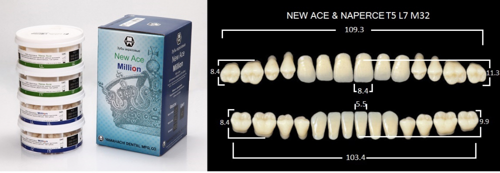 Зубы акриловые NEW ACE/NEW MILLION /20 гарнитуров/, C1/T5, YAMAHACHI