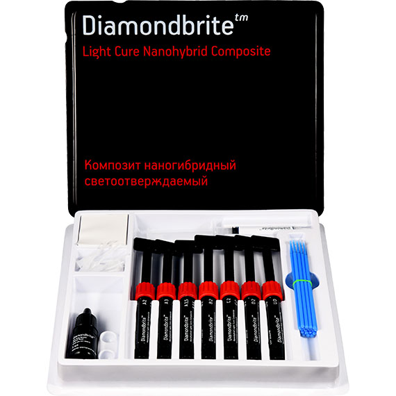 ДАЙМОНДБРАЙТ / DIAMONDBRITE NANO-HYBRID LIGHT CURE COMPOSITE, наногибридный светоотверждаемый композит /7 шприцев по 4.5 гр./, США