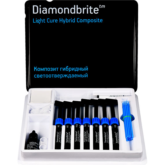 ДАЙМОНДБРАЙТ / DIAMONDBRITE LIGHT CURE HYBRID COMPOSITE, гибридный светоотверждаемый композит /7 шприцев по 4.5 гр./, США