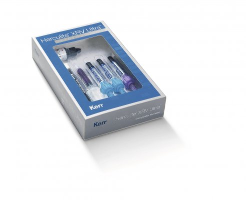ГЕРКУЛАЙТ XRV УЛЬТРА МИНИ КИТ / HERCULITE XRV Ultra Mini Kit, универсальный, наногибридный, мини-набор /3 шприца по 4 гр.: эмаль А2, А3; дентин А2, 1 бутылочка 5 мл. OptiBond Solo Plus, 1 шприц 3 гр. протравливающего геля с 10 насадками, 50 аппликаторов/,