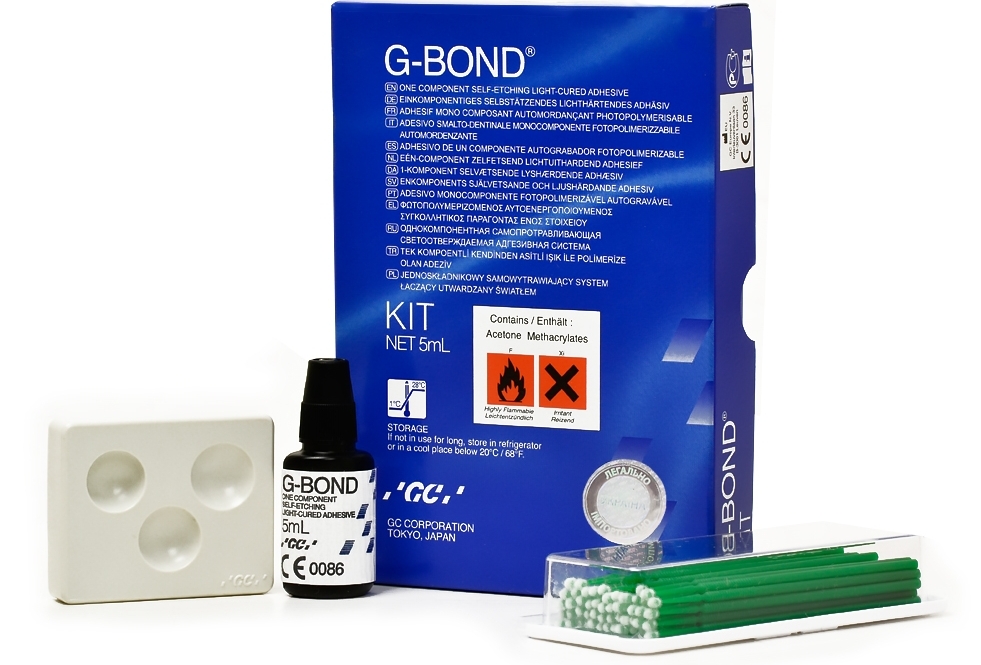 ДЖИ БОНД / GC G-Bond Kit, однокомпонентная самопротравливающаяся светоотверждаемая адгезивная система, /5 мл, 50 микроаппликаторов, аксессуары/, арт. 0140028, GC, Япония