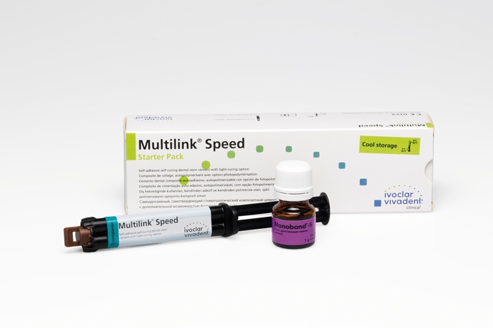 МУЛТИЛИНК СПИД СТАРТЕР ПАК / Multilink Speed Starter Pack Transparent, самоадгезивный самотвердеющий композитный цемент /прозрачный/, 1 уп. /шприц 2.5 гр., праймер однокомпонентный Monobond N 1 гр.- 1 шт., канюли для смешивания 4 шт./, арт. 642977AN, Ivoc
