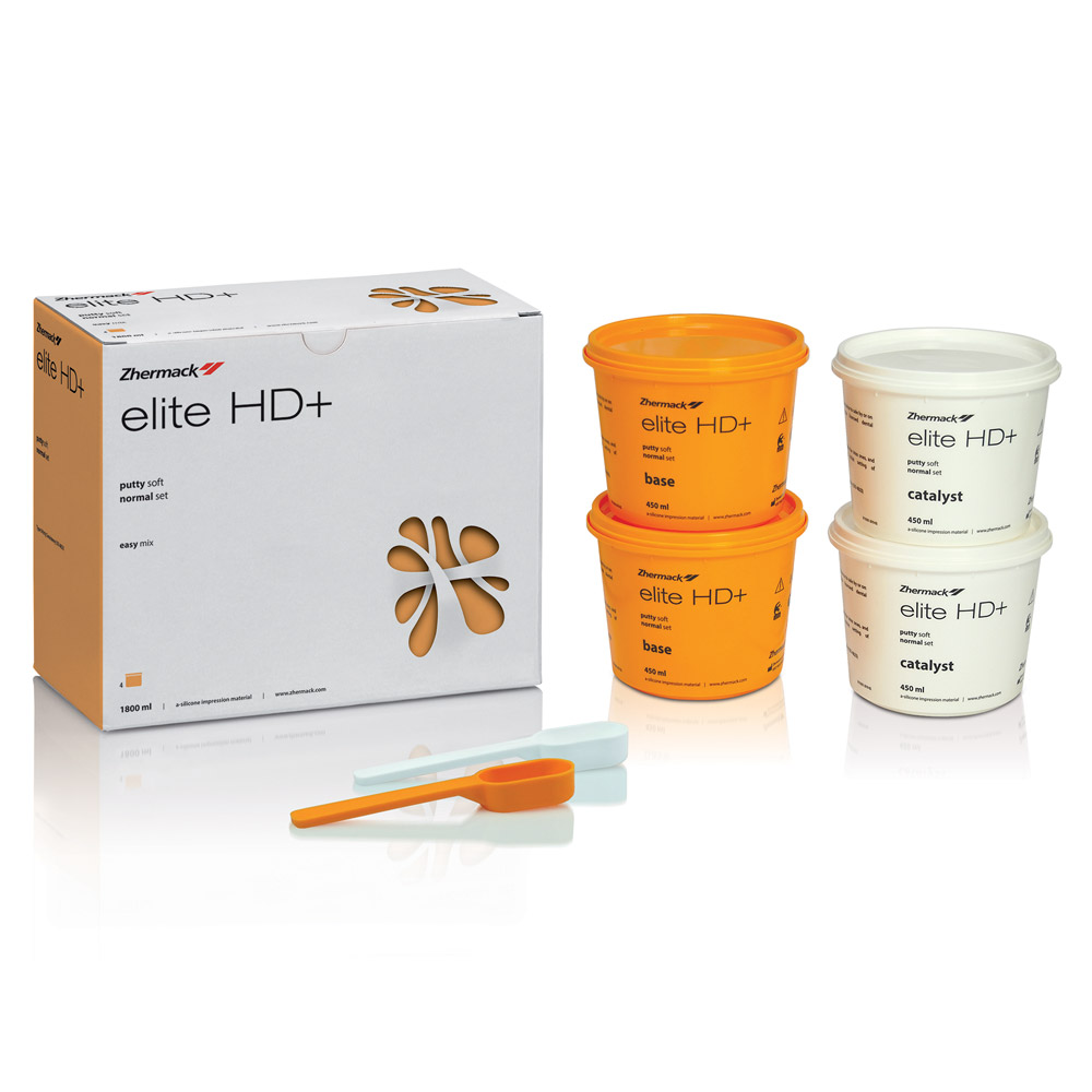 ЭЛИТ HD+ ПАТТИ СОФТ НОРМАЛ СЕТ / ELITE HD+ PUTTY SOFT NORMAL SET,А-Силикон /высокая вязкость/, /4 по 450 мл./, ZHERMACK S.P.A.