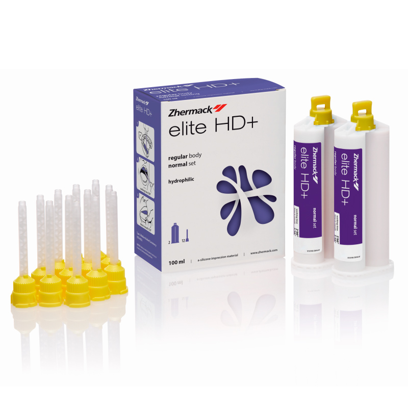 ЭЛИТ HD+ РЕГУЛЯР БОДИ НОРМАЛ СЕТ / ELITE HD+ REGULAR BODY NORMAL SET, А-Силикон коррегирующий /средняя вязкость/, /2 по 50 мл.+12 насадок/, ZHERMACK S.P.A. 