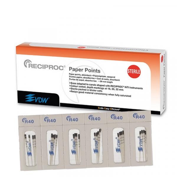 Штифты бумажные RECIPROC PAPER POINTS, №R40 / 29 мм. /черные/, 144 шт., VDW