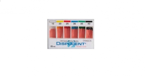 Штифты гуттаперчевые DISPODENT, №25, конус 0.2, 120 шт, Дисподент, Вьетнам