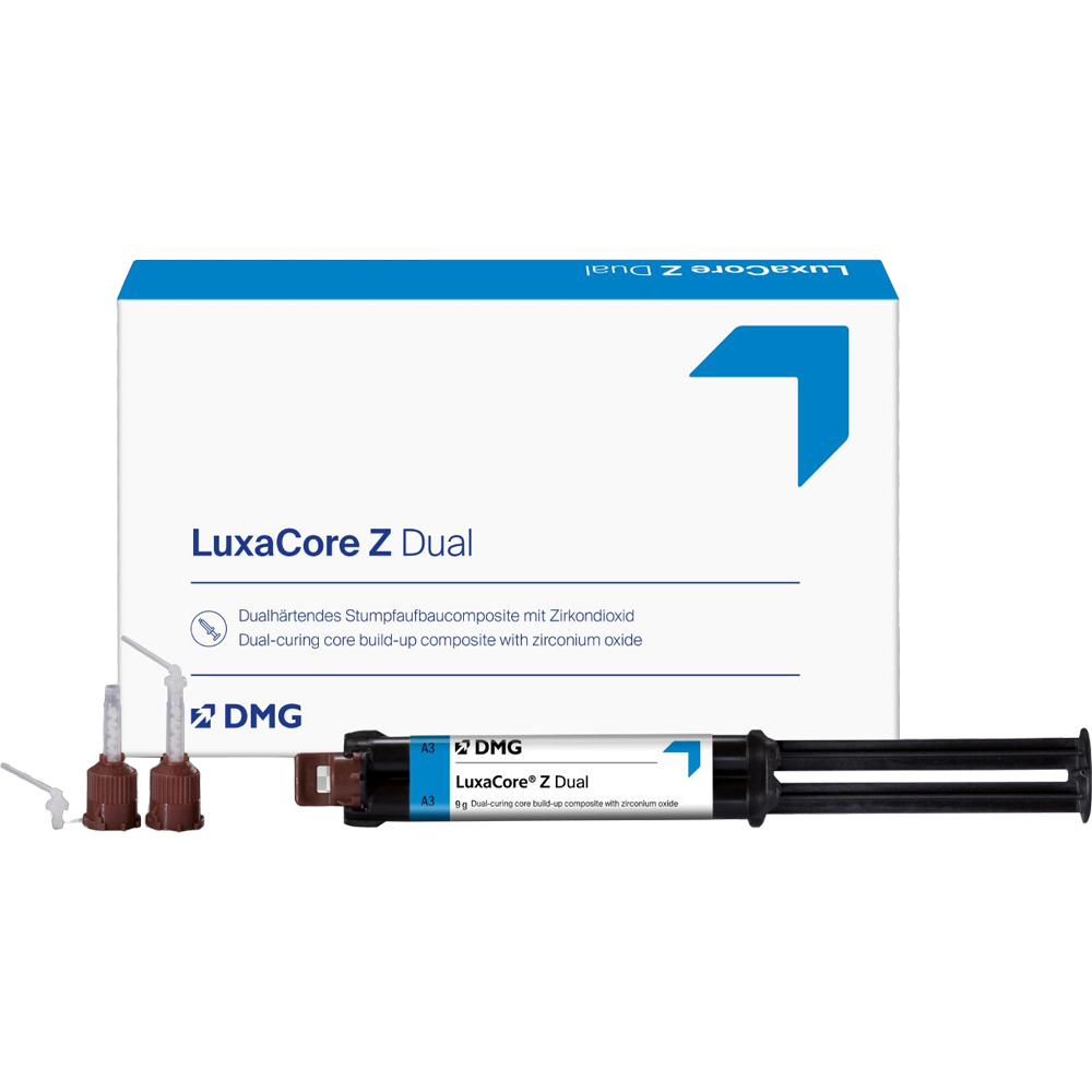 ЛЮКСАКОР Z-DUAL SMARTMIX /СВЕТЛЫЙ ОПАК/ / LUXACOR Z-DUAL SMARTMIX LIGHT OPAQUE, композитный материал с цирконием для восстановление культи зуба, фиксации анкерных штифтов /2 шприца по 9 гр., 20 насадок Smartmix,10 интраоральных насадок, 10 насадок Endo/, 