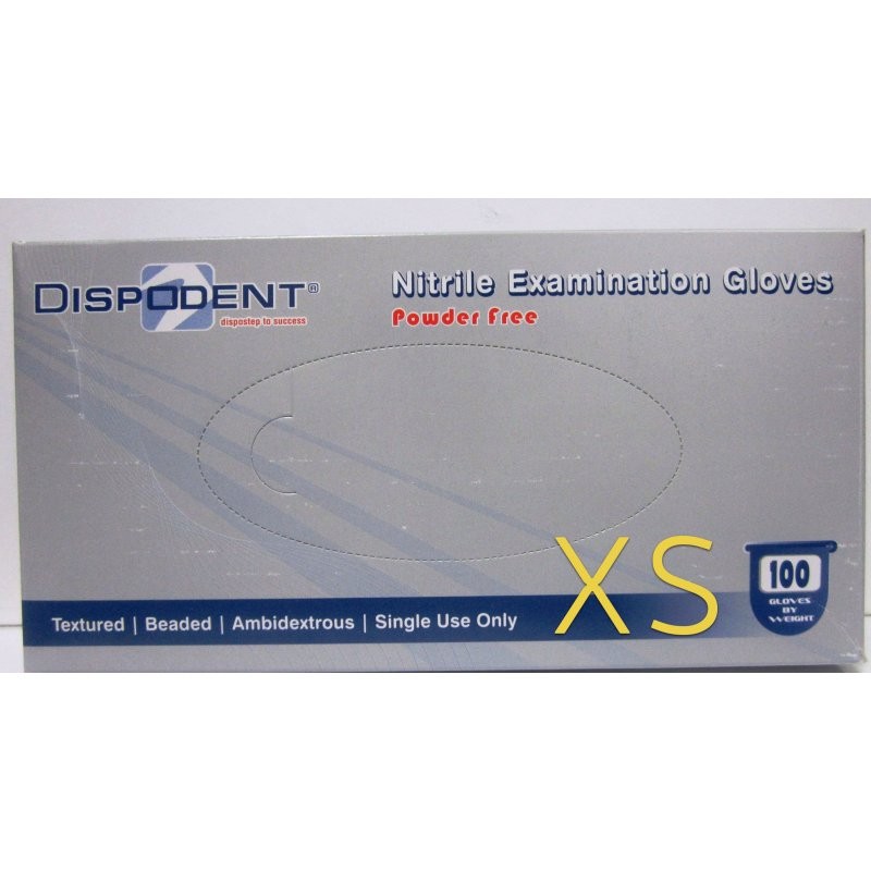 Перчатки нитриловые текстурированные, смотровые, DISPODENT NITRILE, 100 шт, /8-9/ L, Дисподент, Малайзия