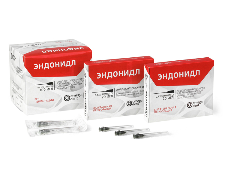 ЭНДОНИДЛ, иглы эндодонтические /0.3*38 мм (30G)/ /билатеральная перфорация/, 10 шт., Омега, Россия